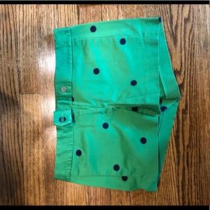 J crew green polka dot shorts